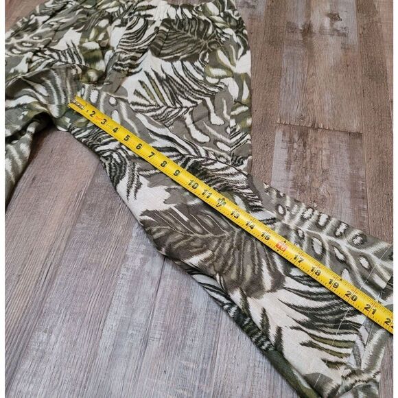 TAHARI Floral Cropped Wide-Leg Linen Pull On Pants Women’s Size Medium Pockets - Picture 6 of 8
